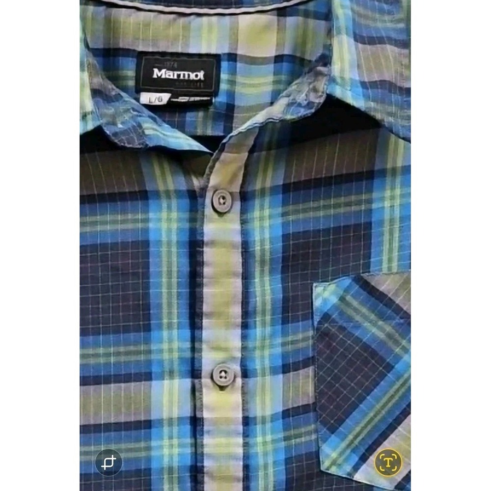 Marmot Long Sleeve Shirt Mens Large Button Up Plaid Shirt
